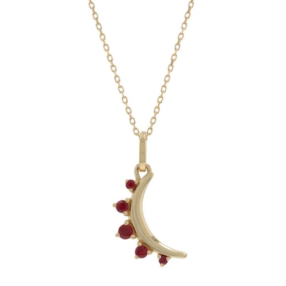 Monica Rich Kosann Jewelry - Monica Rich Kosann July Birthstone Moon Crescent Ruby Necklace Gold 18k .19ctw